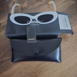 Qonoic White Oval Womens Sunglasses